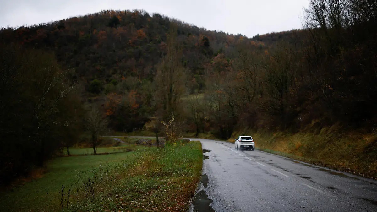 A view shows the D16 road where Alex Batty, an adolescent from Britain, who disappeared six years ago in Spain was picked up by Fabien Accidini in Chalabre, France, December 15, 2023. REUTERS/Stephane Mahe