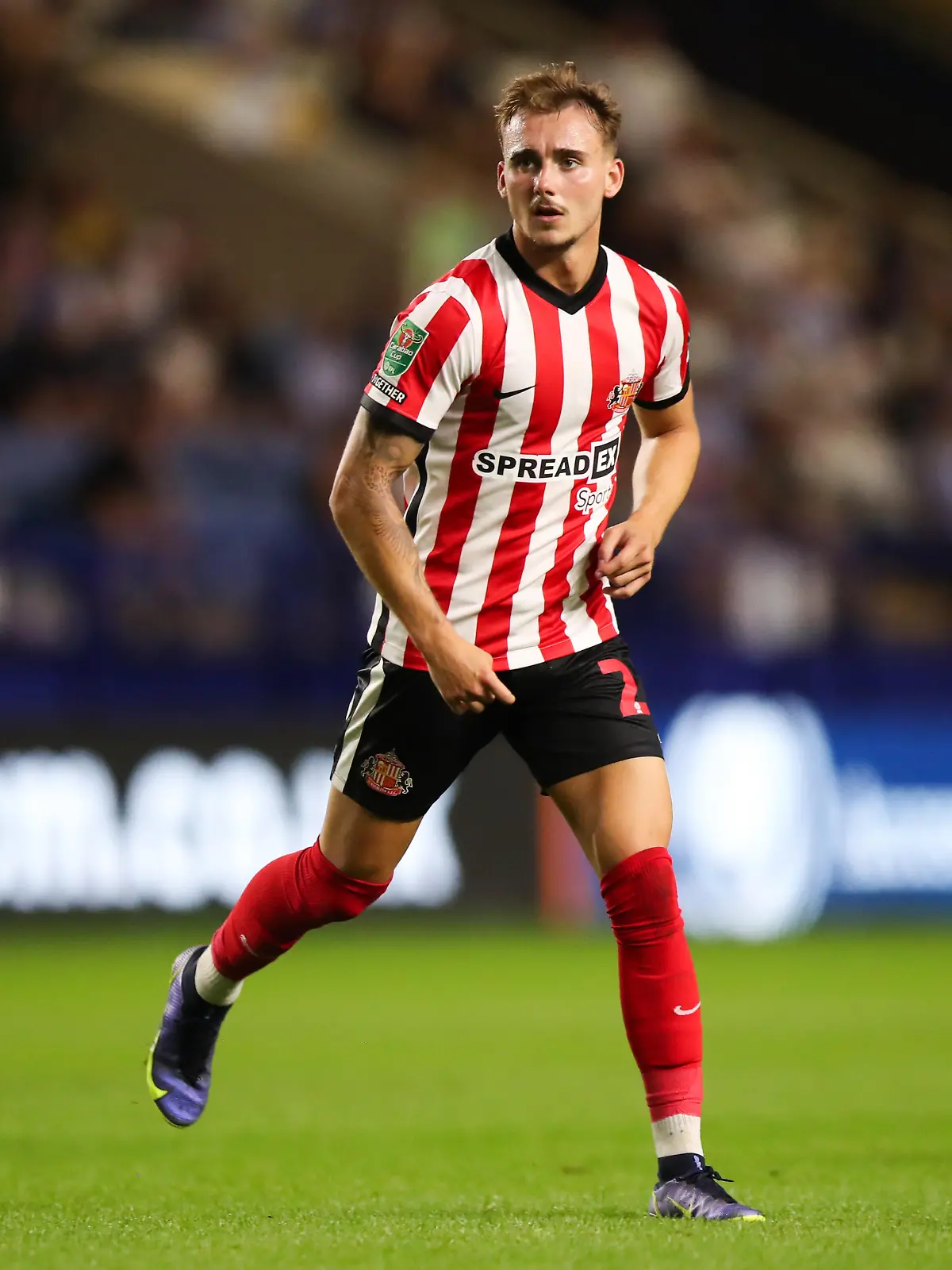 Sheffield Wednesday v Sunderland - Carabao Cup - First Round - Hillsborough. Sunderland's Jack Diamond during the Carabao Cup, first round match at Hillsborough, Sheffield. Picture date: Wednesday August 10, 2022. See PA story SOCCER Sheff Wed. Photo credit should read: Isaac Parkin/PA Wire. RESTRICTIONS: EDITORIAL USE ONLY No use with unauthorised audio, video, data, fixture lists, club/league logos or "live" services. Online in-match use limited to 120 images, no video emulation. No use in betting, games or single club/league/player publications. URN:68261838