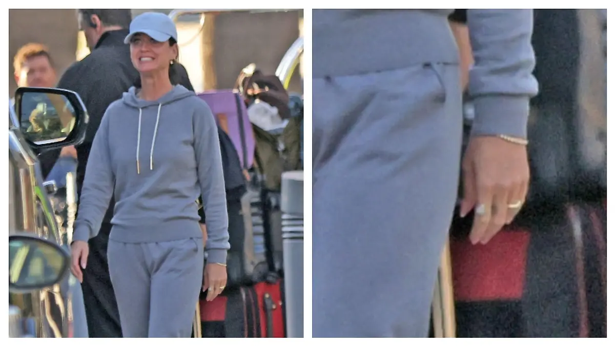 Katy Perry gut gelaunt in LA und Katy Perrys Hand trägt einen neuen Ring (Collage)