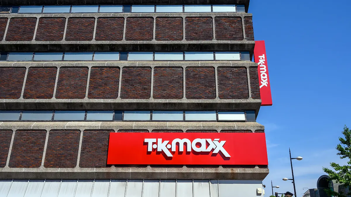Bromley (Greater London), Kent, UK. TK Maxx store in Bromley High Street and Ringers Road showing the TK Maxx logo. Just the building and TK Maxx sign