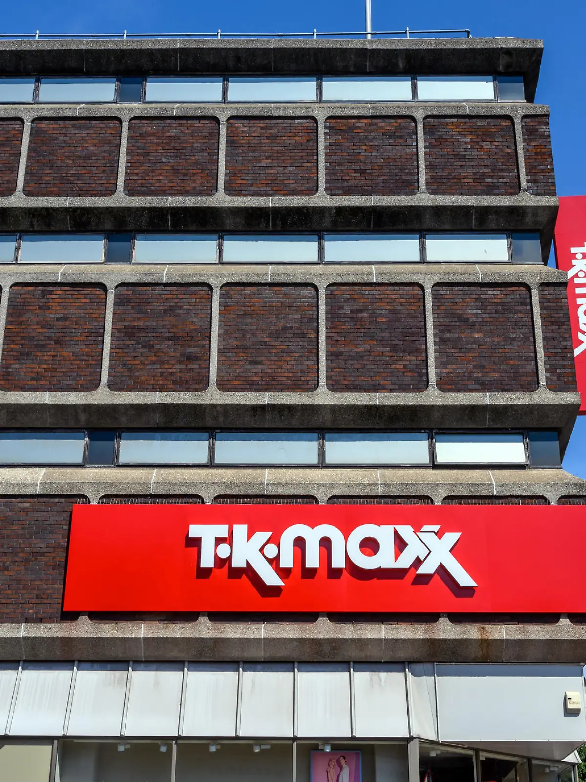 Bromley (Greater London), Kent, UK. TK Maxx store in Bromley High Street and Ringers Road showing the TK Maxx logo. Just the building and TK Maxx sign