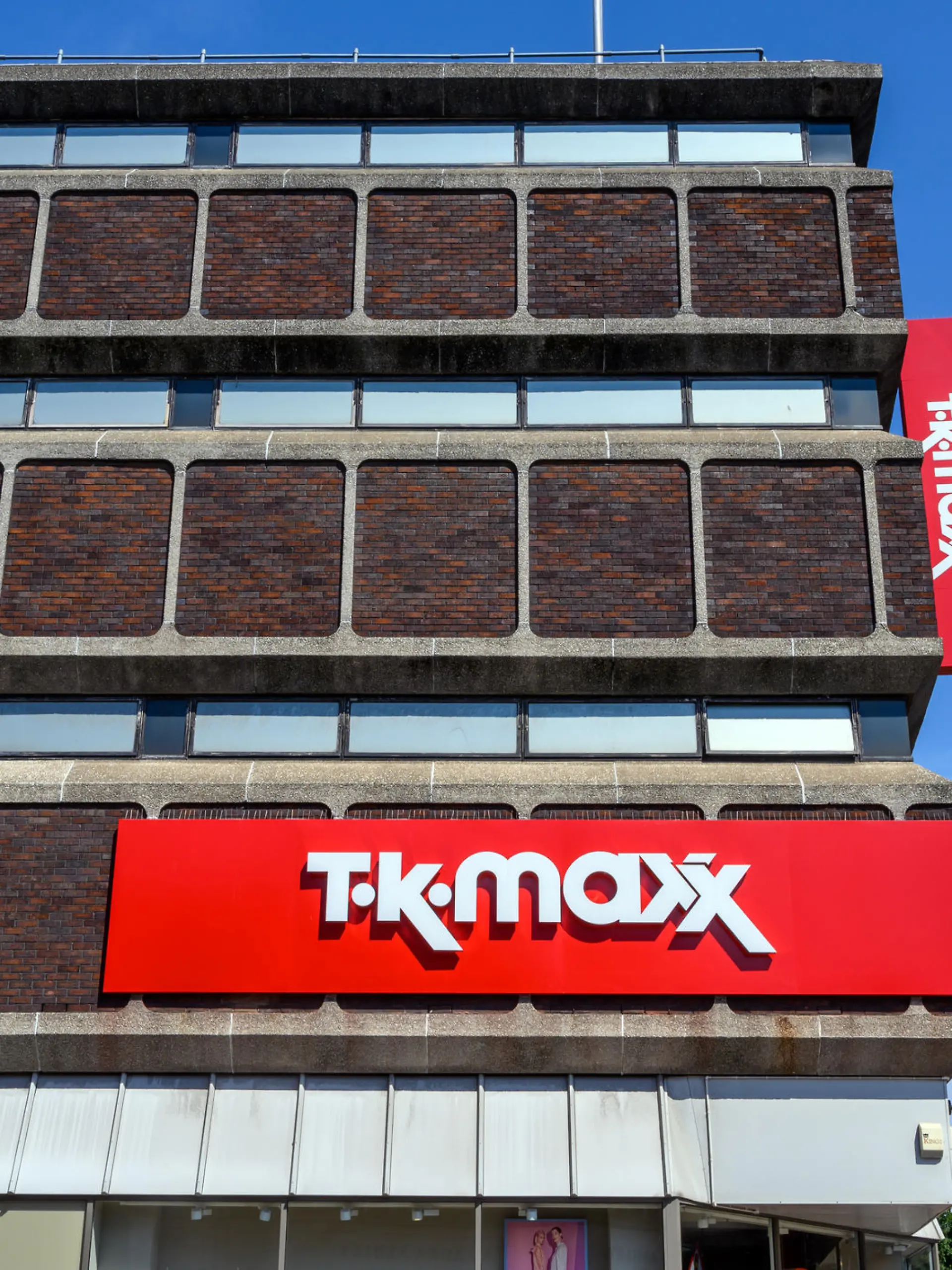 Bromley (Greater London), Kent, UK. TK Maxx store in Bromley High Street and Ringers Road showing the TK Maxx logo. Just the building and TK Maxx sign