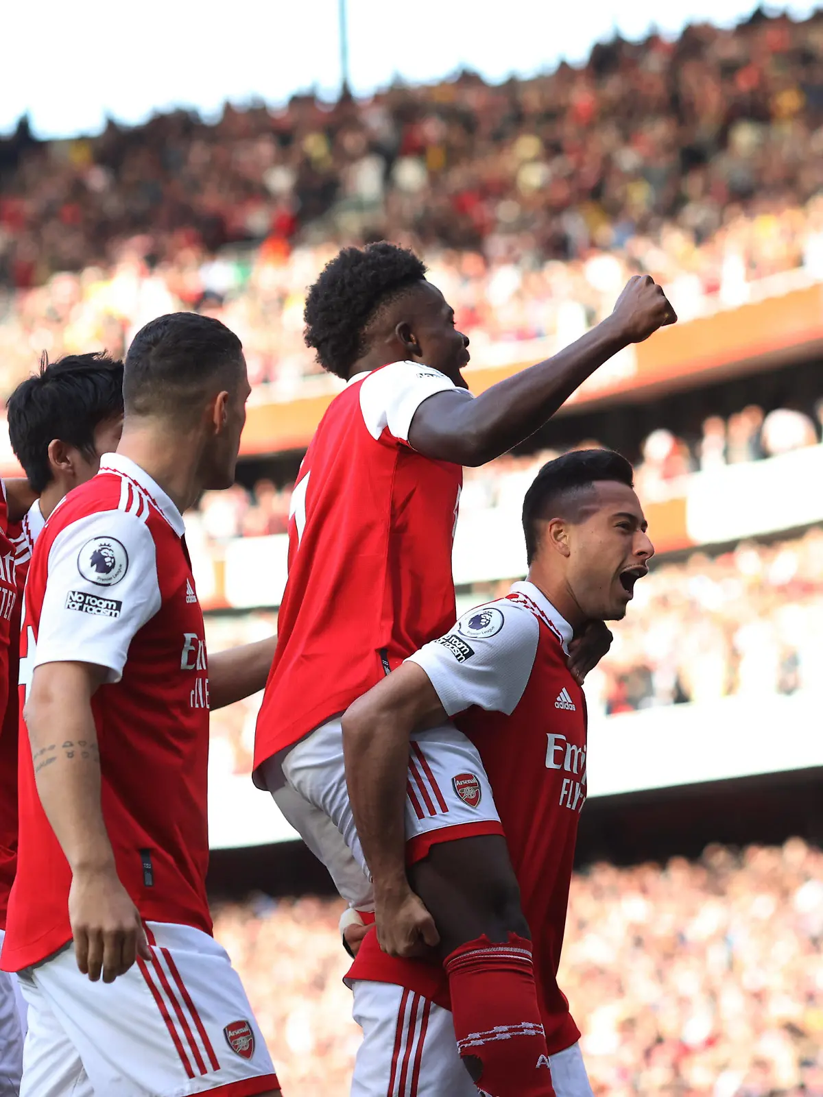  Arsenal v Liverpool 9 October 2022, London - Premier League Football - Arsenal v Liverpool - Gabriel Martinelli of Arsenal celebrates after scoring the opening goal - Photo: Charlotte Wilson / Offside. London UK *** Arsenal gegen Liverpool 9. Oktober 2022, London Premier League Fußball Arsenal gegen Liverpool Gabriel Martinelli von Arsenal jubelt nach dem Führungstreffer Foto Charlotte Wilson Offside London UK PUBLICATIONxINxGERxSUIxAUTxONLY Copyright: xCharlottexWilsonx/xOffsidexOffside