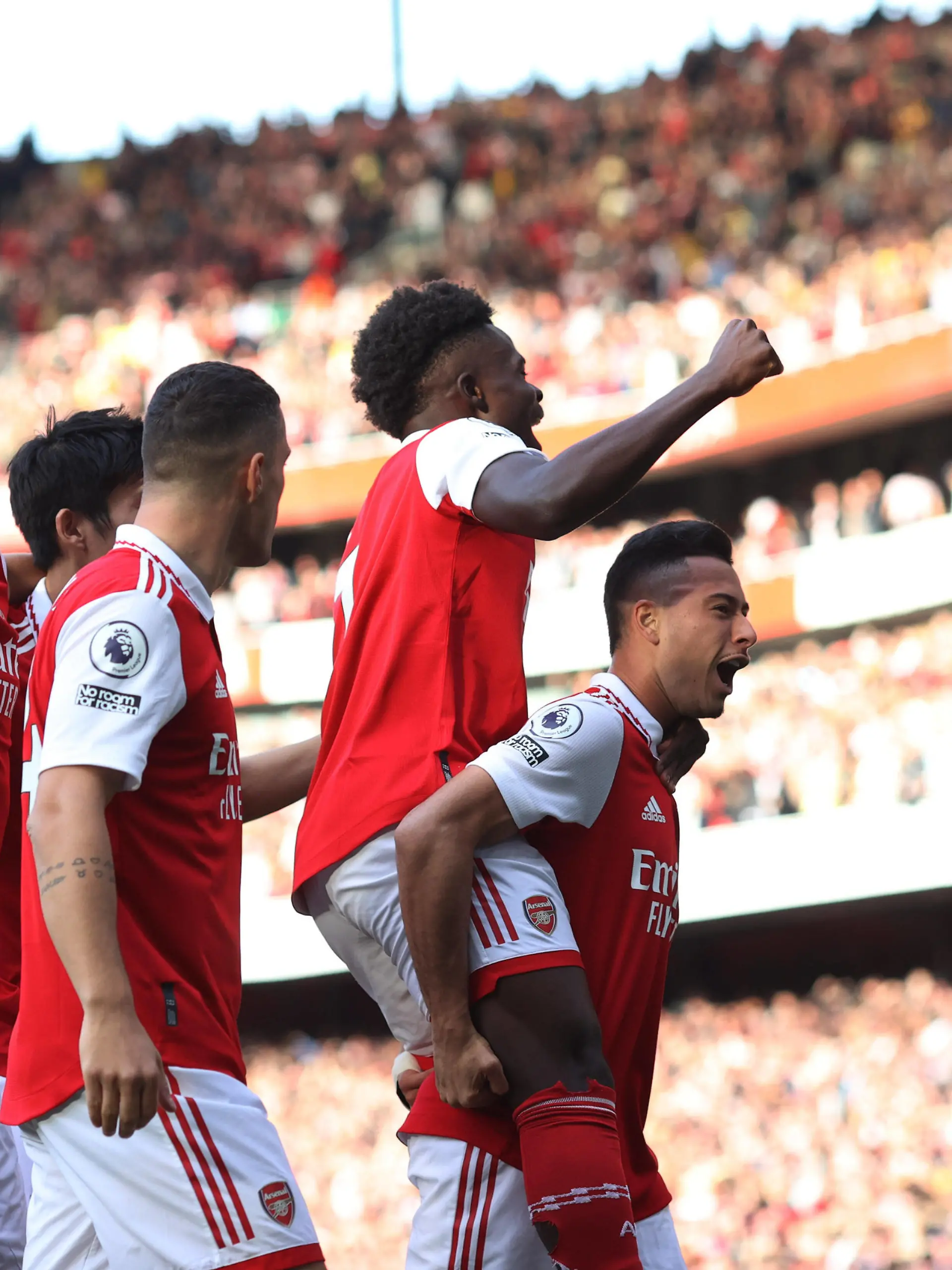  Arsenal v Liverpool 9 October 2022, London - Premier League Football - Arsenal v Liverpool - Gabriel Martinelli of Arsenal celebrates after scoring the opening goal - Photo: Charlotte Wilson / Offside. London UK *** Arsenal gegen Liverpool 9. Oktober 2022, London Premier League Fußball Arsenal gegen Liverpool Gabriel Martinelli von Arsenal jubelt nach dem Führungstreffer Foto Charlotte Wilson Offside London UK PUBLICATIONxINxGERxSUIxAUTxONLY Copyright: xCharlottexWilsonx/xOffsidexOffside