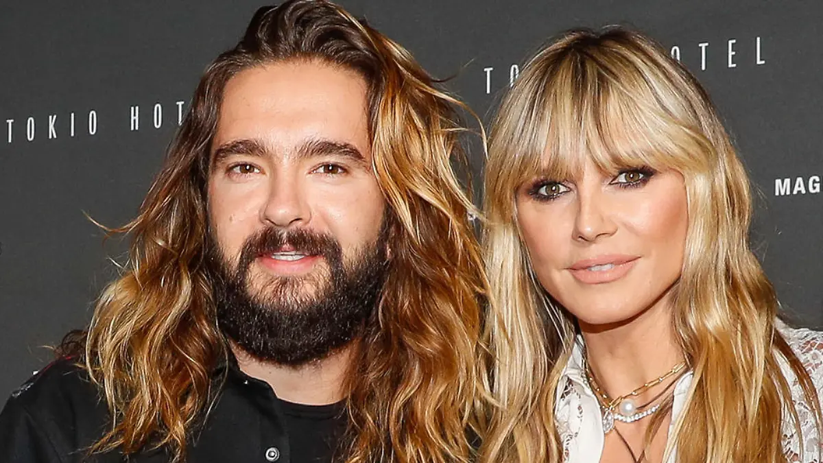 Georg Listing (l-r), Bill Kaulitz, Tom Kaulitz, Heidi Klum und Gustav Schäfer kommen zum Tokio Hotel-Event in Berlin. Am Freitag veröffentlicht Tokio Hotel die neue Single "Here comes The Night" und gleichzeitig wird das zusammen mit einer Award Verleihung groß in Berlin gefeiert.
