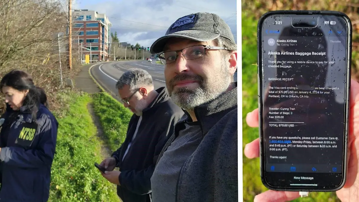 Sean Bates hat ein Smartphone am Straßenrand gefunden, das aus DER Boeing 737 stammen soll.