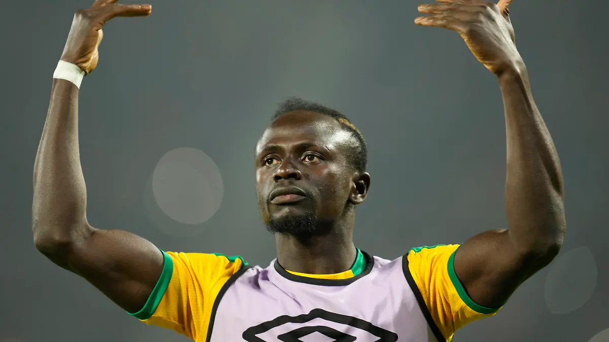 FILE - Senegal's Sadio Mane gestures prior to the start of the African Cup of Nations 2022 final soccer match between Senegal and Egypt at the Ahmadou Ahidjo stadium in Yaounde, Cameroon, on Feb. 6, 2022. (AP Photo/Themba Hadebe)