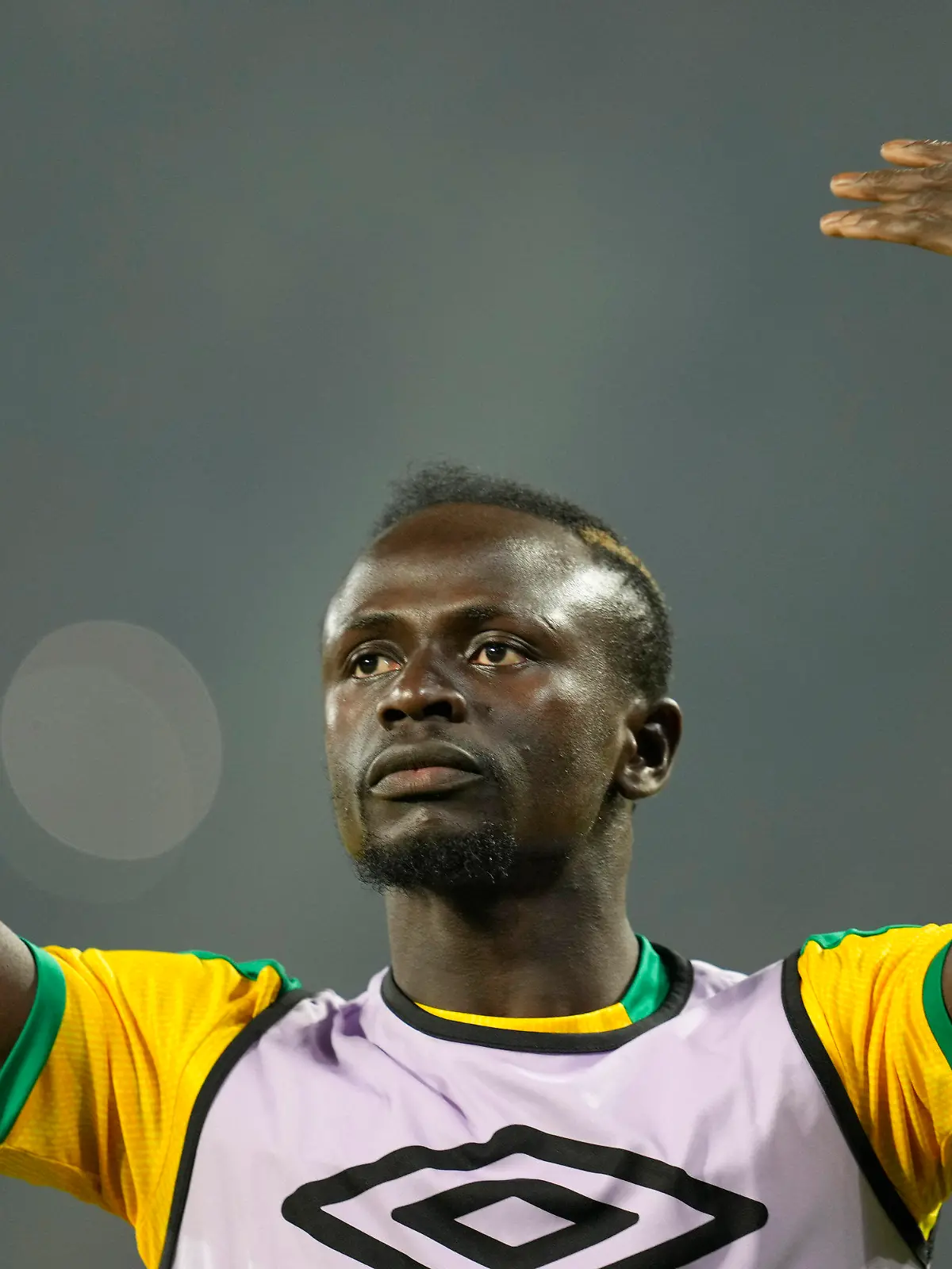 FILE - Senegal's Sadio Mane gestures prior to the start of the African Cup of Nations 2022 final soccer match between Senegal and Egypt at the Ahmadou Ahidjo stadium in Yaounde, Cameroon, on Feb. 6, 2022. (AP Photo/Themba Hadebe)