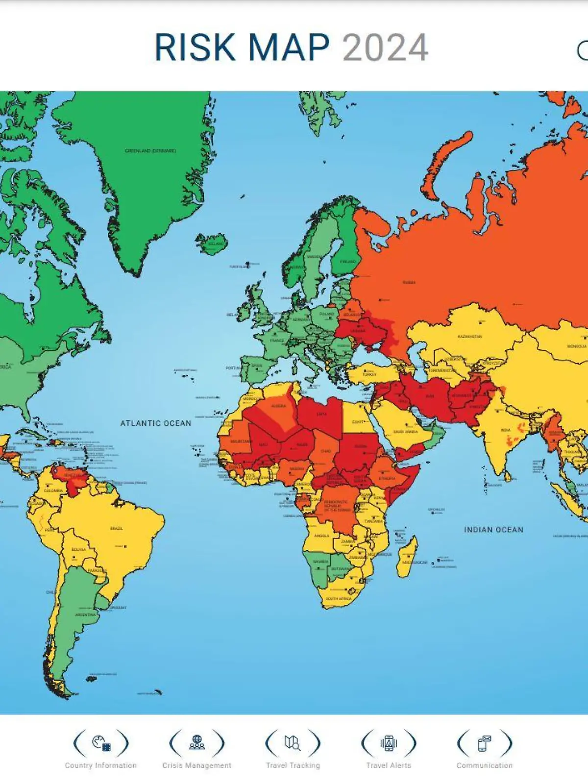 Die Risk Map 2024 zeigt, welche Länder und Regionen weltweit besonders gefährlich sind