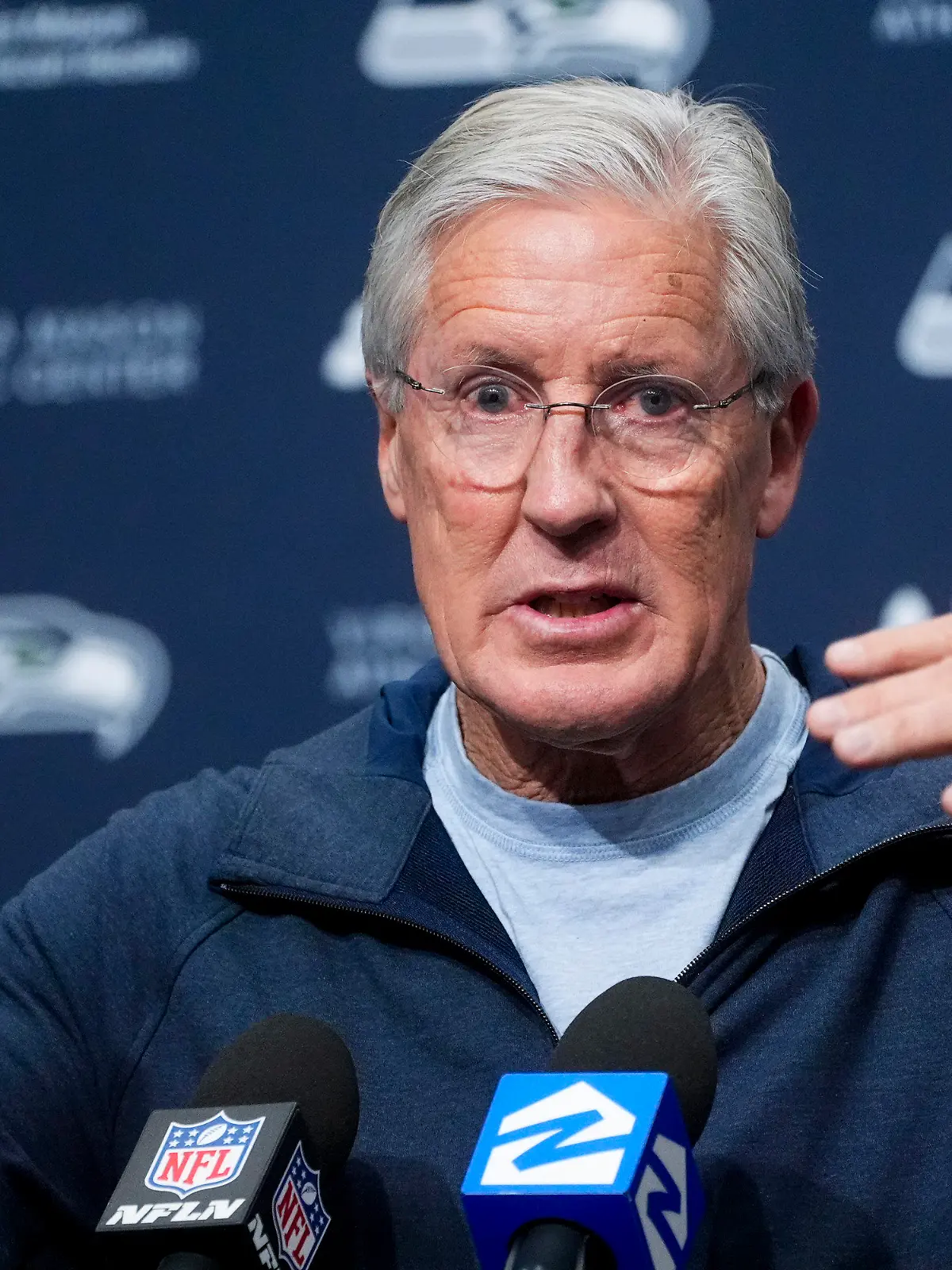 Former Seattle Seahawks head coach Pete Carroll speaks during a media availability after it was announced he will not return as head coach next season, Wednesday, Jan. 10, 2024, at the NFL football team's headquarters in Renton, Wash. Carroll will remain with the organization as an advisor, according to a statement from owner Jody Allen. (AP Photo/Lindsey Wasson)