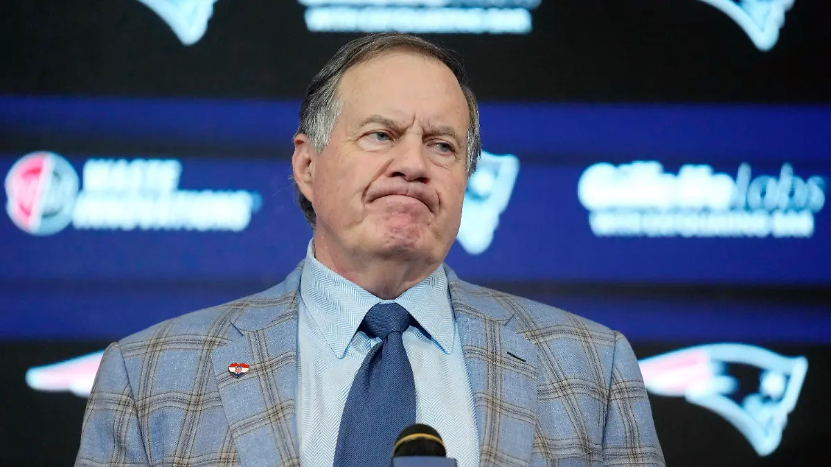 Former New England Patriots head coach Bill Belichick faces reporters during an NFL football news conference, Thursday, Jan. 11, 2024, in Foxborough, Mass., to announce that he has agreed to part ways with the team. (AP Photo/Steven Senne)