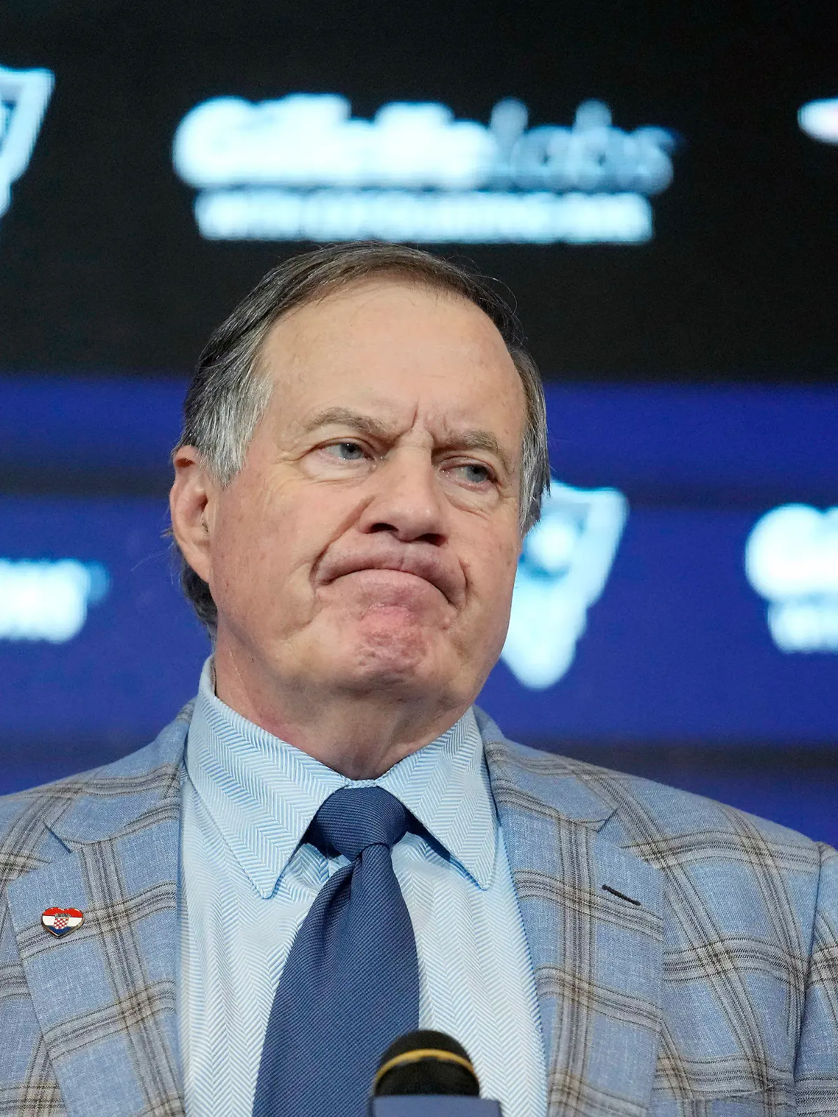 Former New England Patriots head coach Bill Belichick faces reporters during an NFL football news conference, Thursday, Jan. 11, 2024, in Foxborough, Mass., to announce that he has agreed to part ways with the team. (AP Photo/Steven Senne)