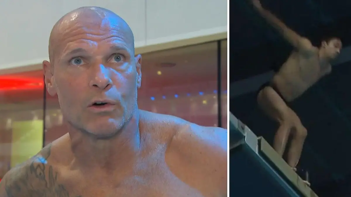 TV-Legende und selbst ehemaliger Profi-Sportler Thorsten Legat staunt nicht schlecht, als René Casselly sich beim letzten Training zum „RTL Turmspringen“ mit mehrfachem Salto in die Tiefe stürzt.