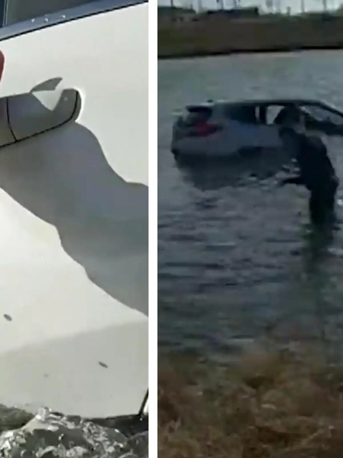 Eine Familie landet mit ihrem Auto im Wasser und kommt selbst wegen verriegelter Türen nicht mehr heraus. Schnell eilt die Polizei zur Hilfe.