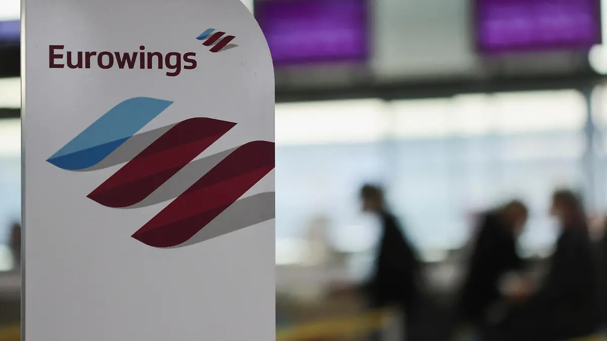 A view of Lufthansa's budget airline Eurowings logo, as their pilots go on a three-day strike, at Cologne-Bonn airport in Cologne, Germany, October 17, 2022. REUTERS/ Thilo Schmuelgen