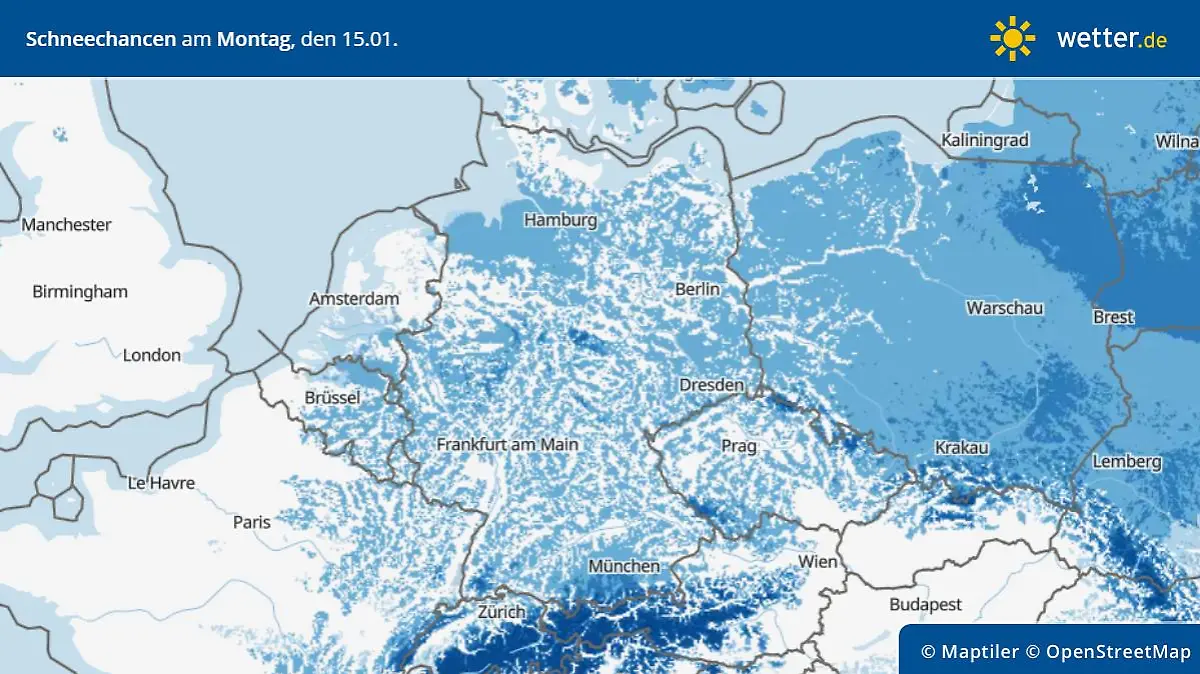 Am Montag kann es überall in Deutschland mal schneien.