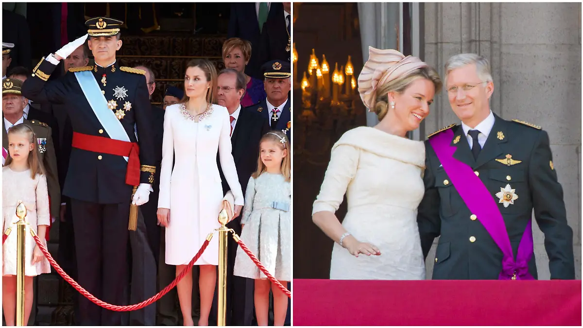 Königin Letizia von Spanien und Königin Mathilde bei der Krönung.