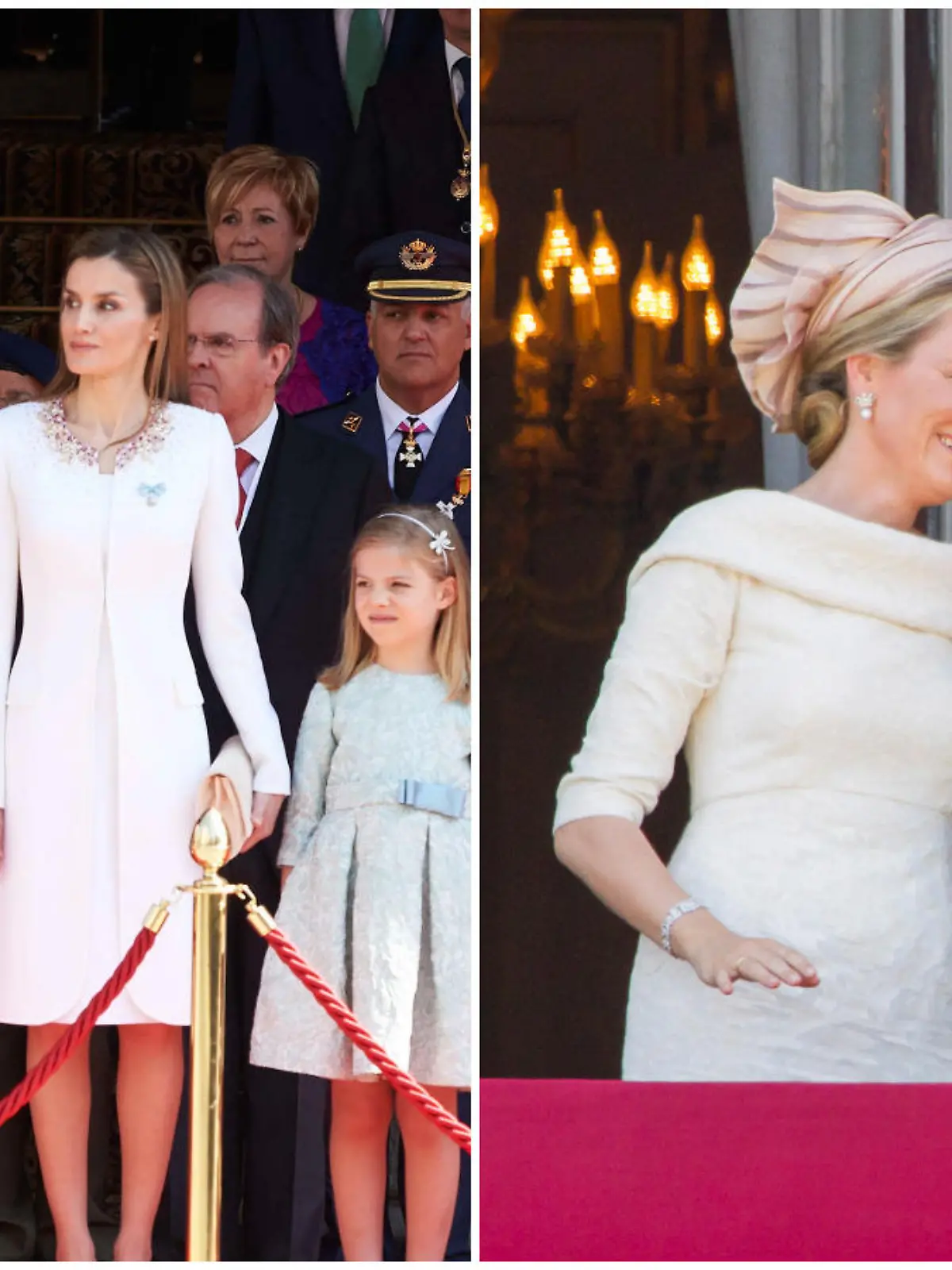 Königin Letizia von Spanien und Königin Mathilde bei der Krönung.