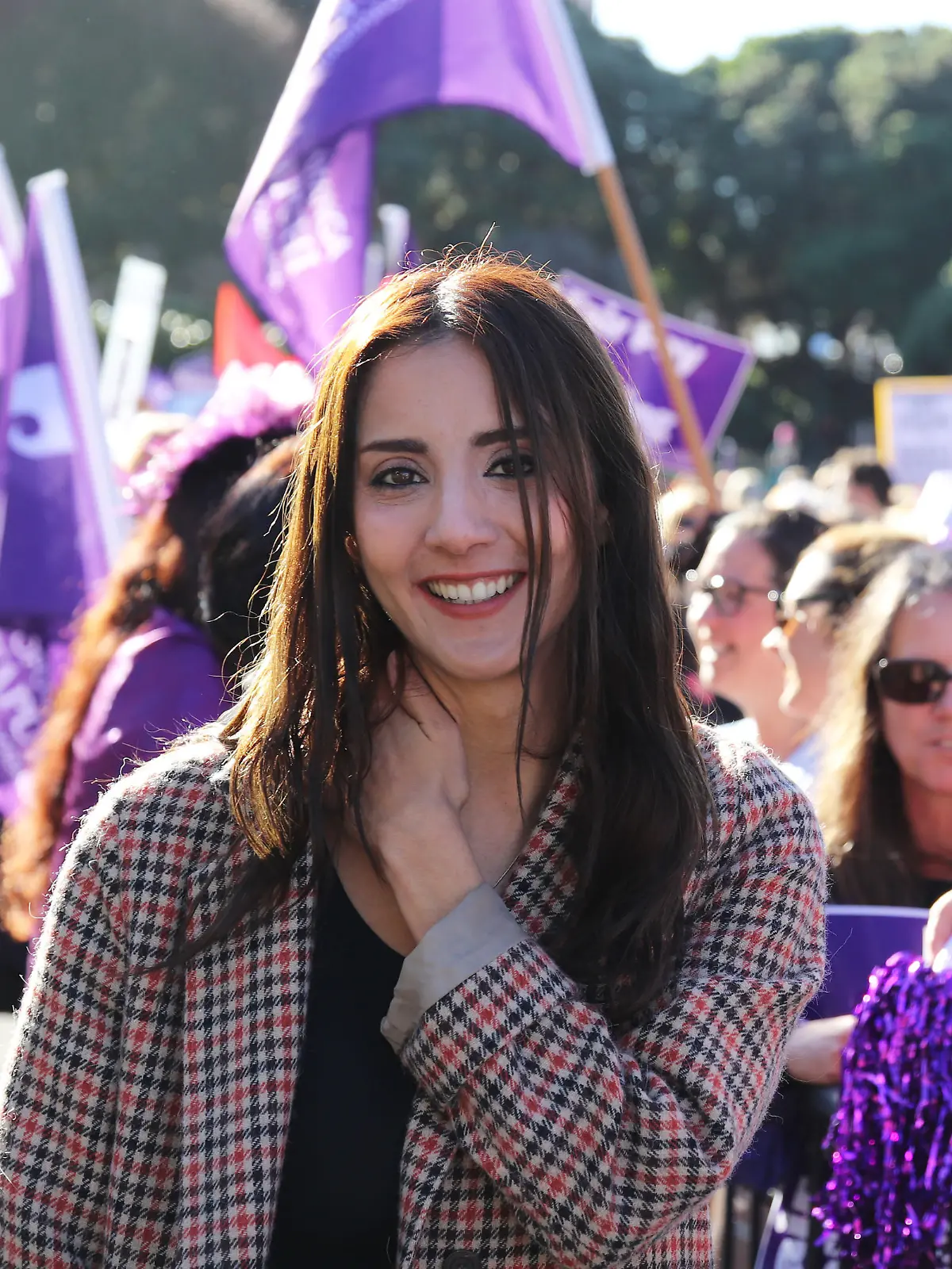 WELLINGTON, NEW ZEALAND - June 9: Green Party MP Golriz Ghahraman after speaking with striking healthcare workers on June 09, 2021 at Parliament in Wellington, New Zealand on June 09, 2021. About 30,000 members of the New Zealand Nurses' Organisations are striking from 11am to 7pm across New Zealand calling for better pay and work conditions. The strike was called the union voted to reject the latest offer from the District Health Boards on Monday amid concerns about pay, conditions, and safe staffing. (Photo by Lynn Grieveson/Getty Images)