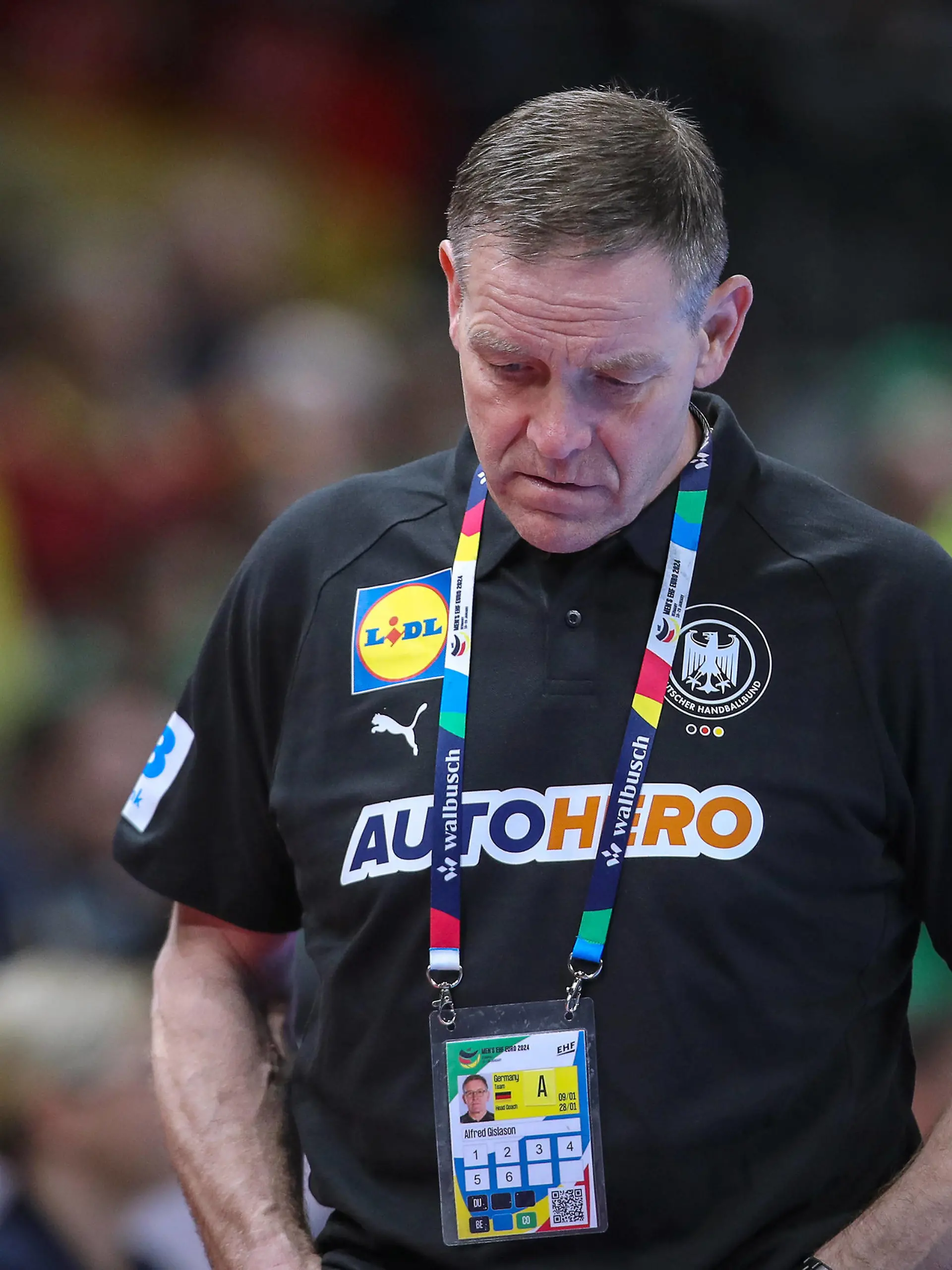 16.01.2024, EHF EURO 2024, Männer Europameisterschaft Handball, Mercedes-Benz-Arena in Berlin, Deutschland - Frankreich: Bundestrainer Alfred Gislason Deutschland Berlin Deutschland *** 16 01 2024, EHF EURO 2024, European Mens Handball Championship, Mercedes Benz Arena in Berlin, Germany France national coach Alfred Gislason Germany Berlin Germany
