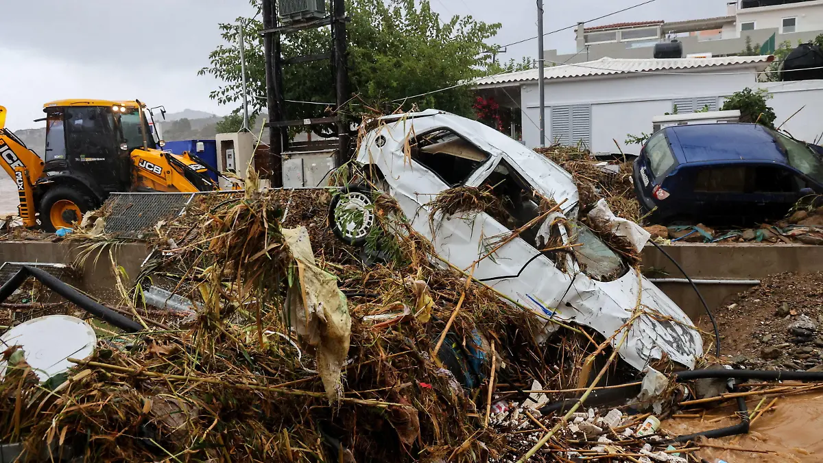  October 15, 2022, Heraklion, Crete, Greece: A man was found dead at Agia Pelagia, in the municipality of Malevizio at Heraklion, Crete, where heavy rainfall has caused extensive flooding in several areas. Heraklion, Crete Greece - ZUMAe114 20221015_zaa_e114_002 Copyright: xEurokinissix
