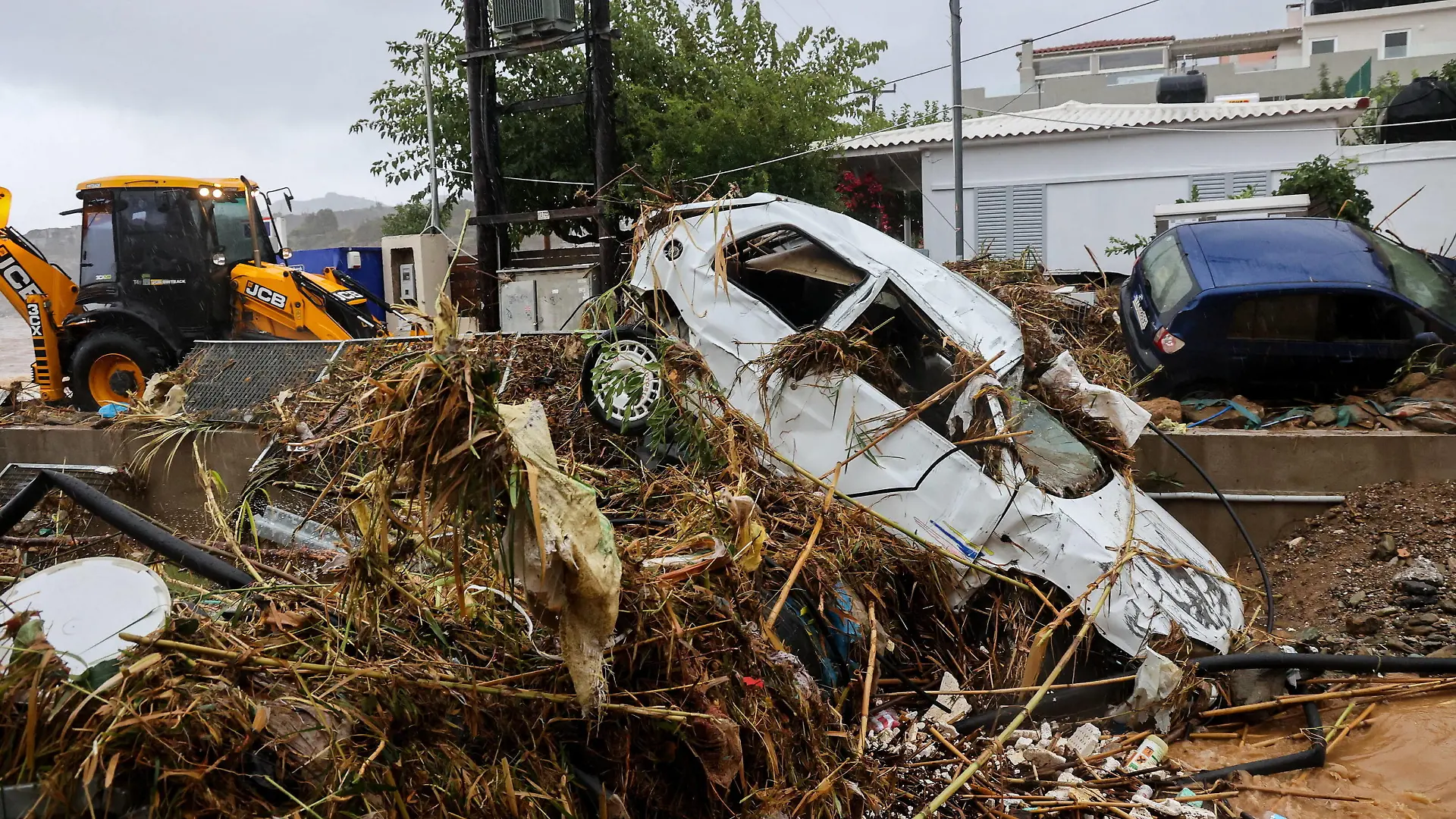 October 15, 2022, Heraklion, Crete, Greece: A man was found dead at Agia Pelagia, in the municipality of Malevizio at Heraklion, Crete, where heavy rainfall has caused extensive flooding in several areas. Heraklion, Crete Greece - ZUMAe114 20221015_zaa_e114_002 Copyright: xEurokinissix