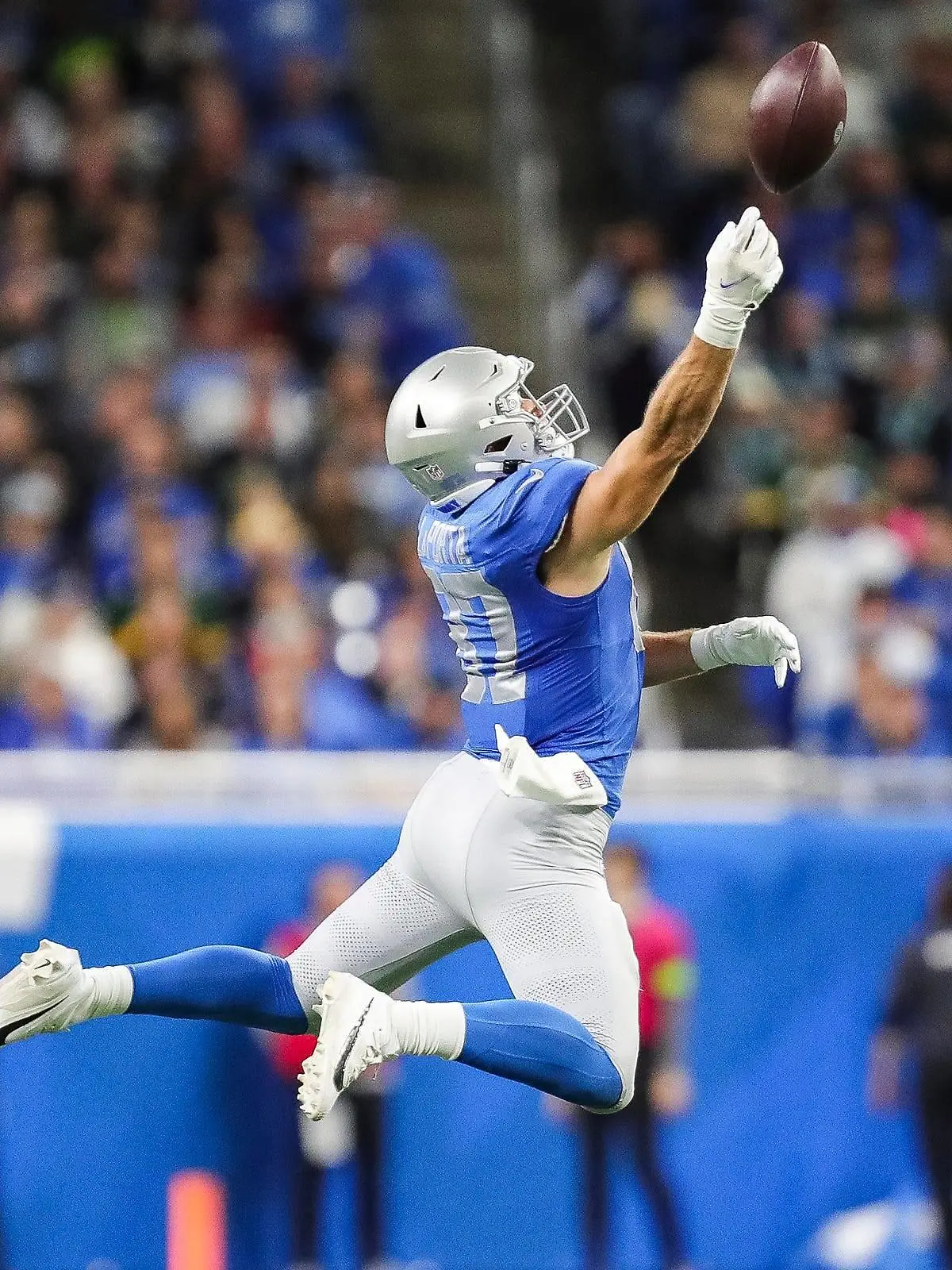 Syndication: Detroit Free Press Detroit Lions tight end Sam LaPorta 87 misses a pass intended for him against the Green Bay Packers during the first half at Ford Field in Detroit on Thursday, Nov. 23, 2023. , EDITORIAL USE ONLY PUBLICATIONxINxGERxSUIxAUTxONLY Copyright: xJunfuxHanx USATSI_21959363