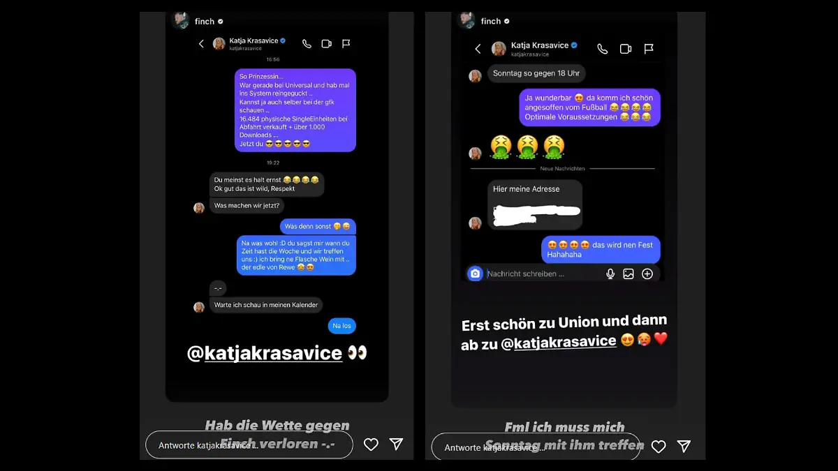 Katja Krasavice hat die Wette gegen Finch verloren.