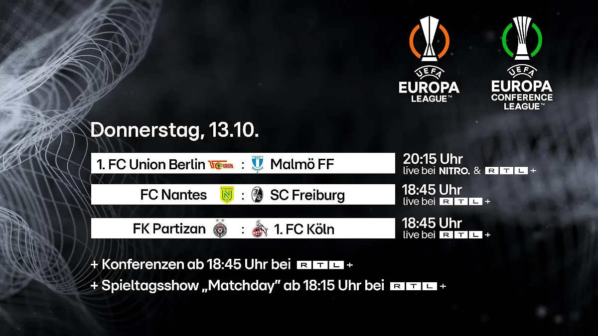 Der Europapokalabend bei RTL+ und NITRO.