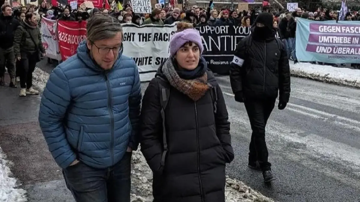 Marie Kollenrott auf einer Demo in Göttingen.