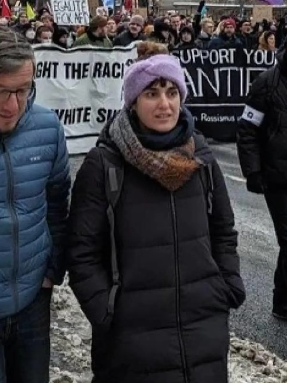 Marie Kollenrott auf einer Demo in Göttingen.