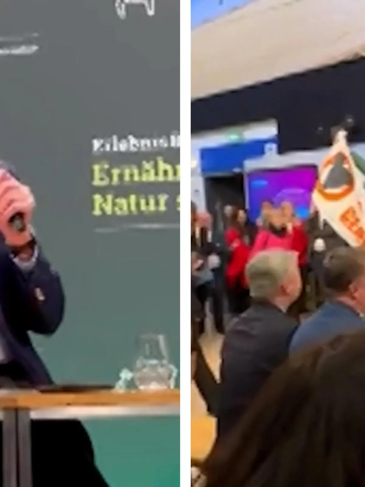 Wieder einmal stören Aktivisten der Letzten Generation einen Auftritt von Friedrich Merz. Sie fordern das Ende fossiler Brennstoffe. Der CDU-Chef fordert im Gegenzug, dass die Klimakleber mal ihre Köpfe benutzen, „nicht ihre Kehlköpfe.“ Wie die Situation eskaliert, seht ihr im Video.