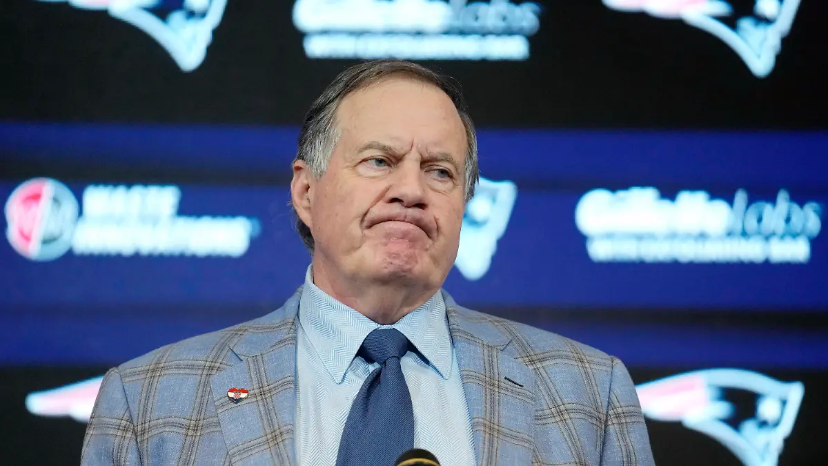 FILE - Former New England Patriots head coach Bill Belichick faces reporters during an NFL football news conference, Thursday, Jan. 11, 2024, in Foxborough, Mass., to announce that he has agreed to part ways with the team. (AP Photo/Steven Senne, File)