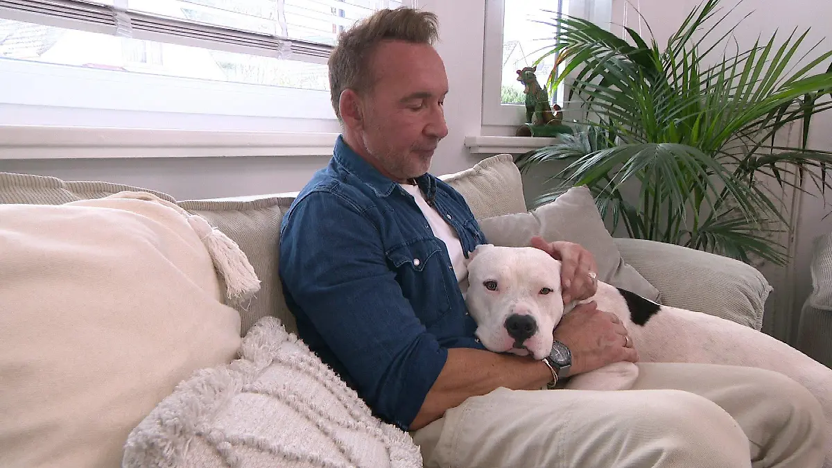 Jochen Bendel ist selbst Herrchen von American Staffordshire Terrier Snoopy.
