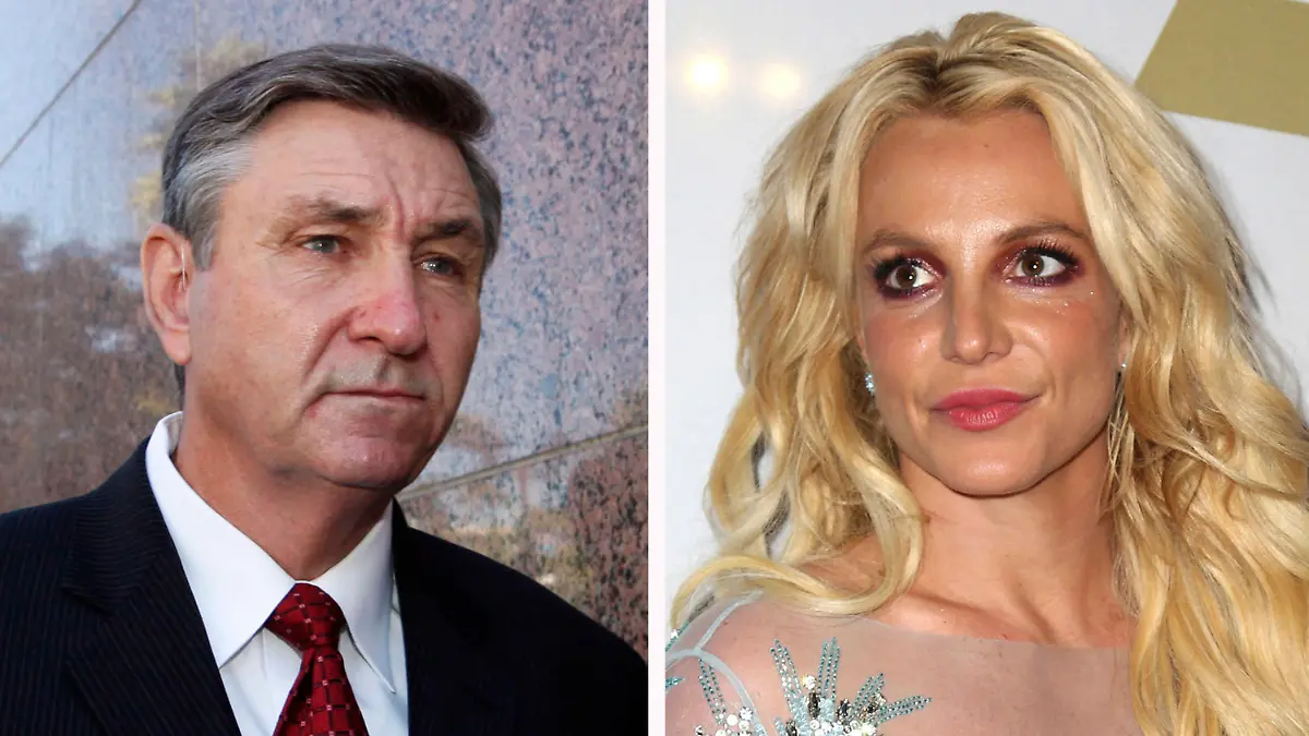 This combination photo shows Jamie Spears, left, father of Britney Spears, as he leaves the Stanley Mosk Courthouse on Oct. 24, 2012, in Los Angeles and Britney Spears at the Clive Davis and The Recording Academy Pre-Grammy Gala on Feb. 11, 2017, in Beverly Hills, Calif.. Britney Spears is welcoming public scrutiny of the court conservatorship that has allowed her father to control her life and money for 12 years. In a court filing Thursday, Sept. 3, 2020, Spears objected to her father's motion to seal a recent filing in the case. Spears says the public ought to see what moves her father and the court are making in her supposed interest. (AP Photo)