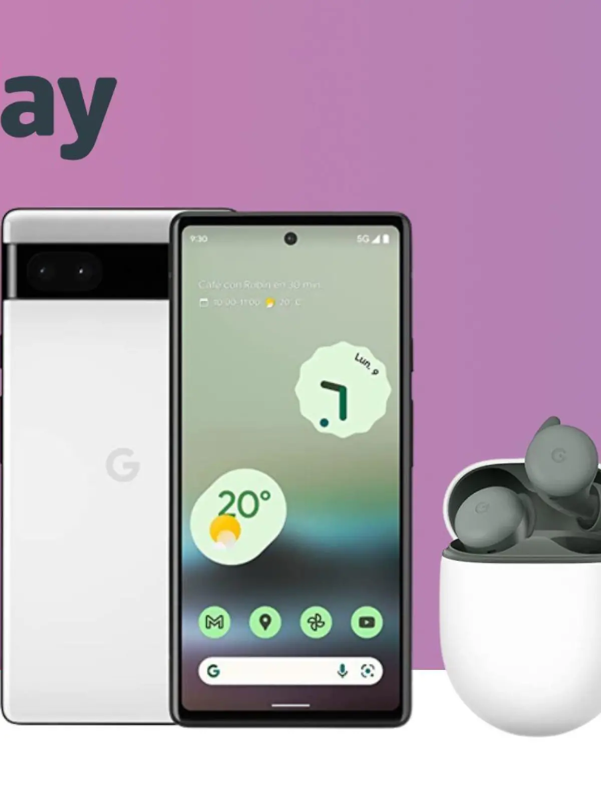 Google Pixel 6a und Buds in einer Collage.