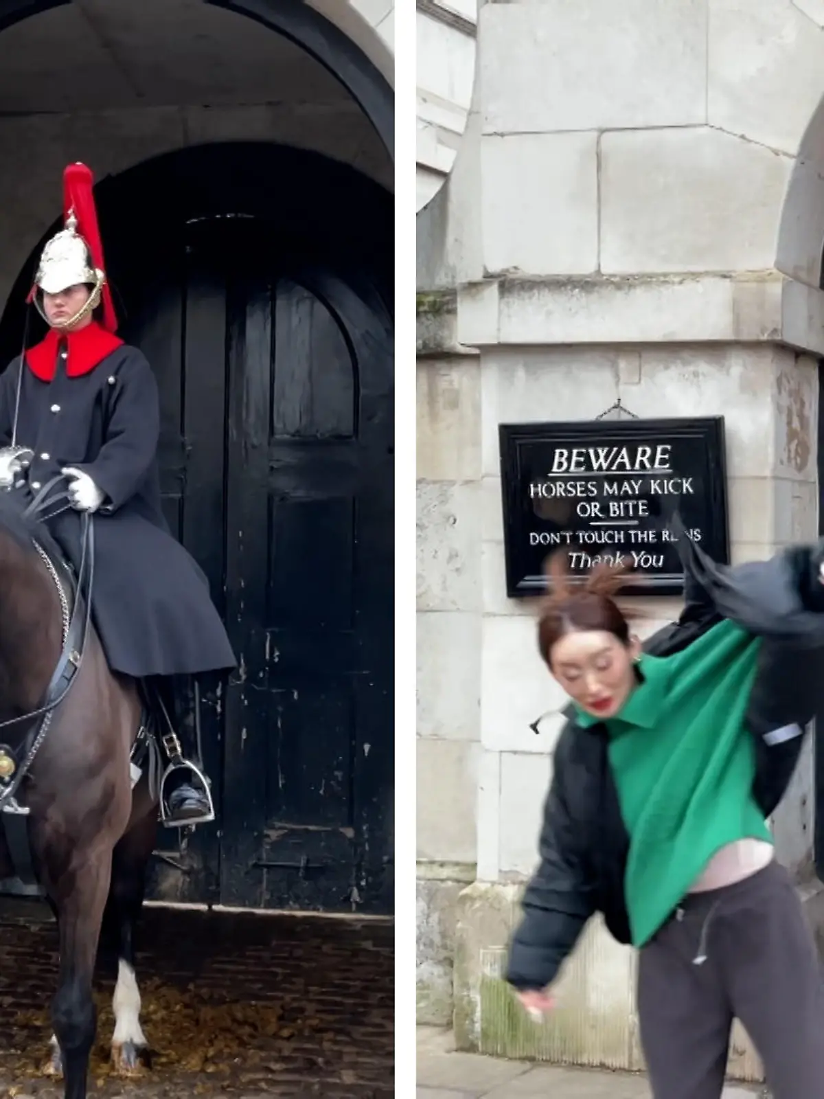 Mal eben ein coolen Erinnerungsschnappschuss mit einem der King's Guard vor dem Buckingham Palace? Nicht mit diesem royalen Pferd! Das hat offensichtlich so gar keine Lust auf die Foto-Session und Streicheleinheiten. Die irre Fotoaktion seht ihr im Video.