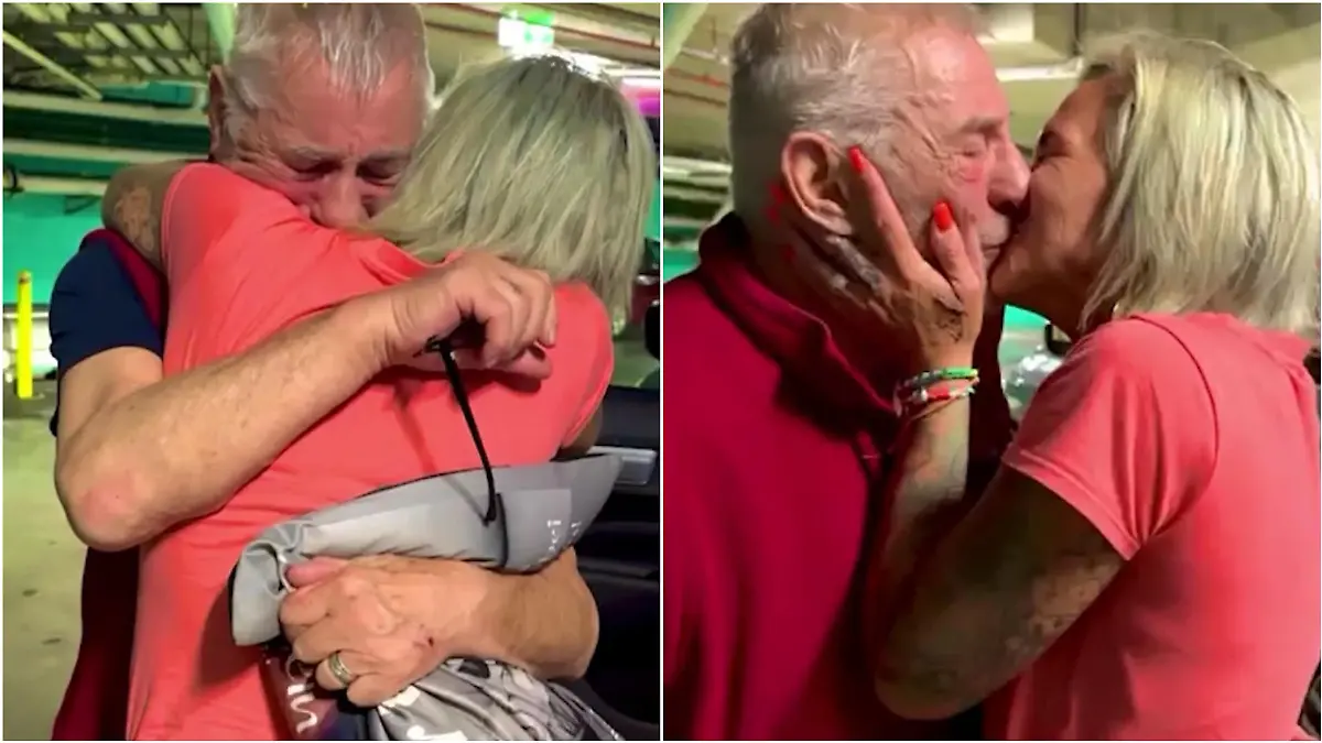 Überglücklich fallen sie sich in die Arme: Annika Kärsten-Hoenig und ihr Mann Heinz Hoenig.