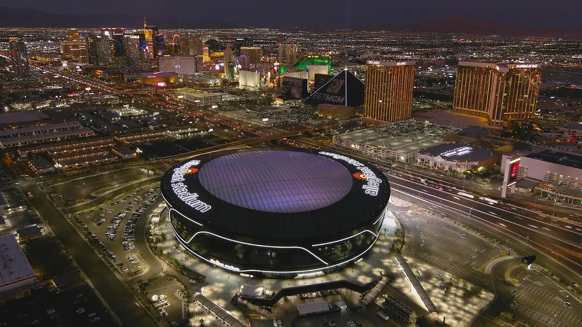 NFL, American Football Herren, USA Pro Bowl Games-Allegiant Stadium Views Feb 4, 2023 Paradise, NV, USA A general overall aerial view of Allegiant Stadium, the site of the 2023 Pro Bowl Games and Super Bowl 58 LVIII. Paradise Allegiant Stadium Nevada United States, EDITORIAL USE ONLY PUBLICATIONxINxGERxSUIxAUTxONLY Copyright: xKirbyxLeex 20230204_tbs_al2_365