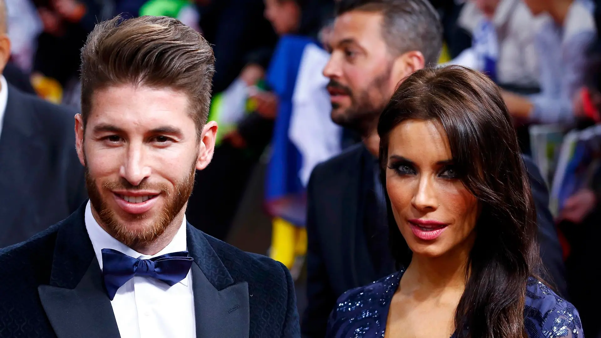Sergio Ramos of Spain (L) arrives with partner Pilar Rubio for the FIFA Ballon d'Or 2014 soccer awards ceremony at the Kongresshaus in Zurich January 12, 2015. REUTERS/Ruben Sprich (SWITZERLAND - Tags: SPORT SOCCER)