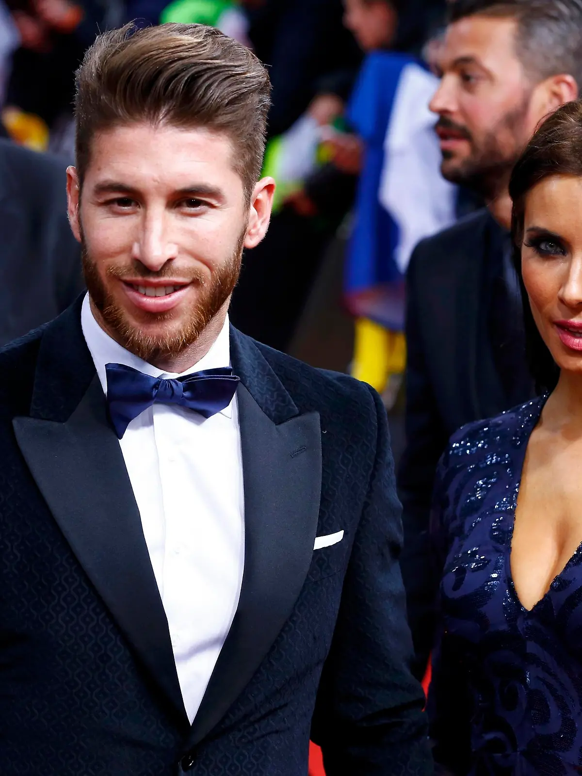 Sergio Ramos of Spain (L) arrives with partner Pilar Rubio for the FIFA Ballon d'Or 2014 soccer awards ceremony at the Kongresshaus in Zurich January 12, 2015. REUTERS/Ruben Sprich (SWITZERLAND  - Tags: SPORT SOCCER)  