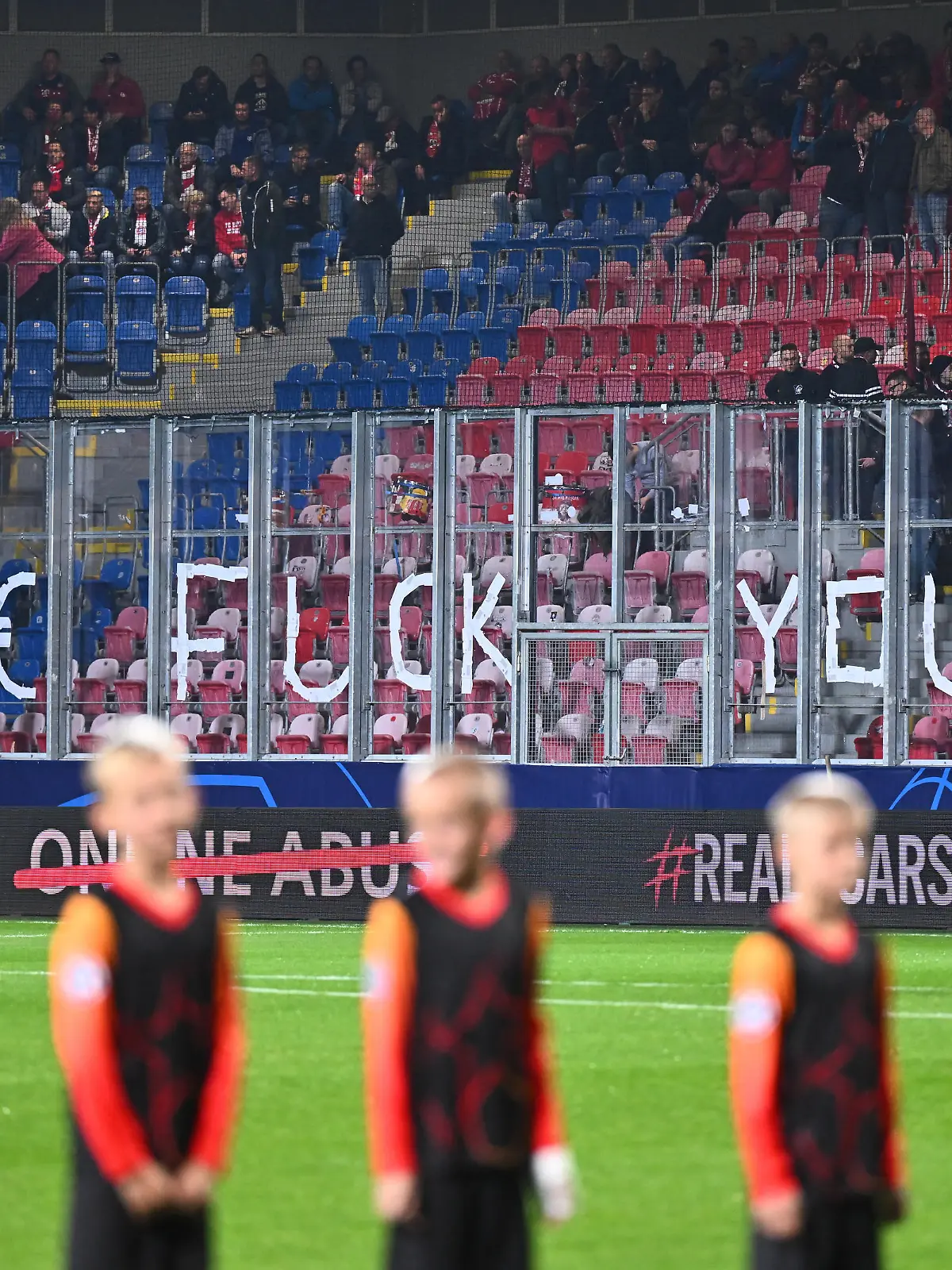 Fan protest of Bayern because of ticket prices GES/ Fussball/ UEFA Champions League: FC Viktoria Pilsen - FC Bayern Muenchen, 12.10.2022 -- Football/ Soccer/ UEFA Champions League: FC Viktoria Pilsen vs FC Bavaria Munich, Pilsen, Oct 12, 2022 --