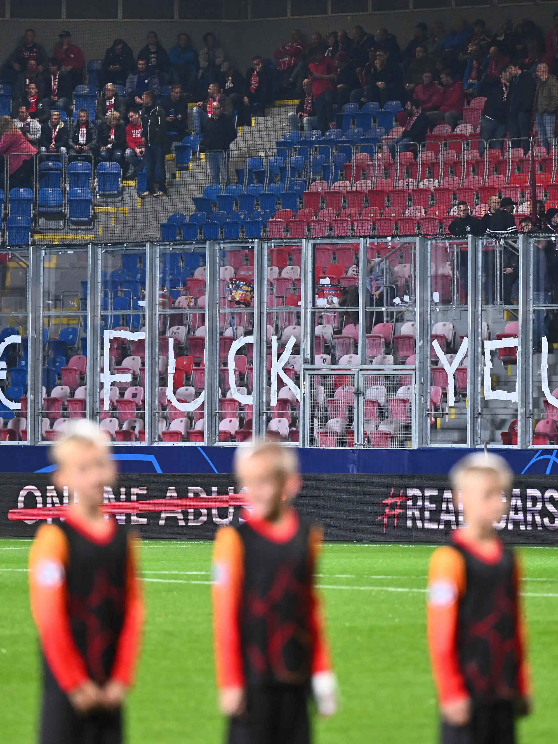 Fan protest of Bayern because of ticket prices GES/ Fussball/ UEFA Champions League: FC Viktoria Pilsen - FC Bayern Muenchen, 12.10.2022 -- Football/ Soccer/ UEFA Champions League: FC Viktoria Pilsen vs FC Bavaria Munich, Pilsen, Oct 12, 2022 --