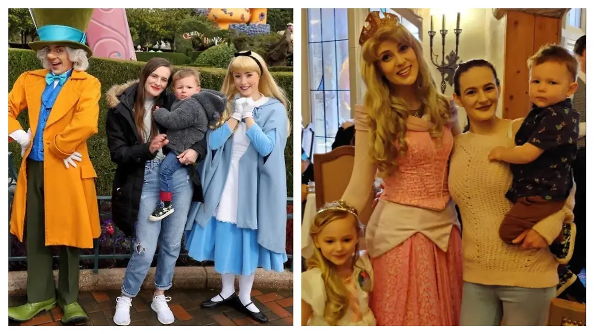 Dax mit Mama Devon und Schwester Darcie im Disneyland Paris.