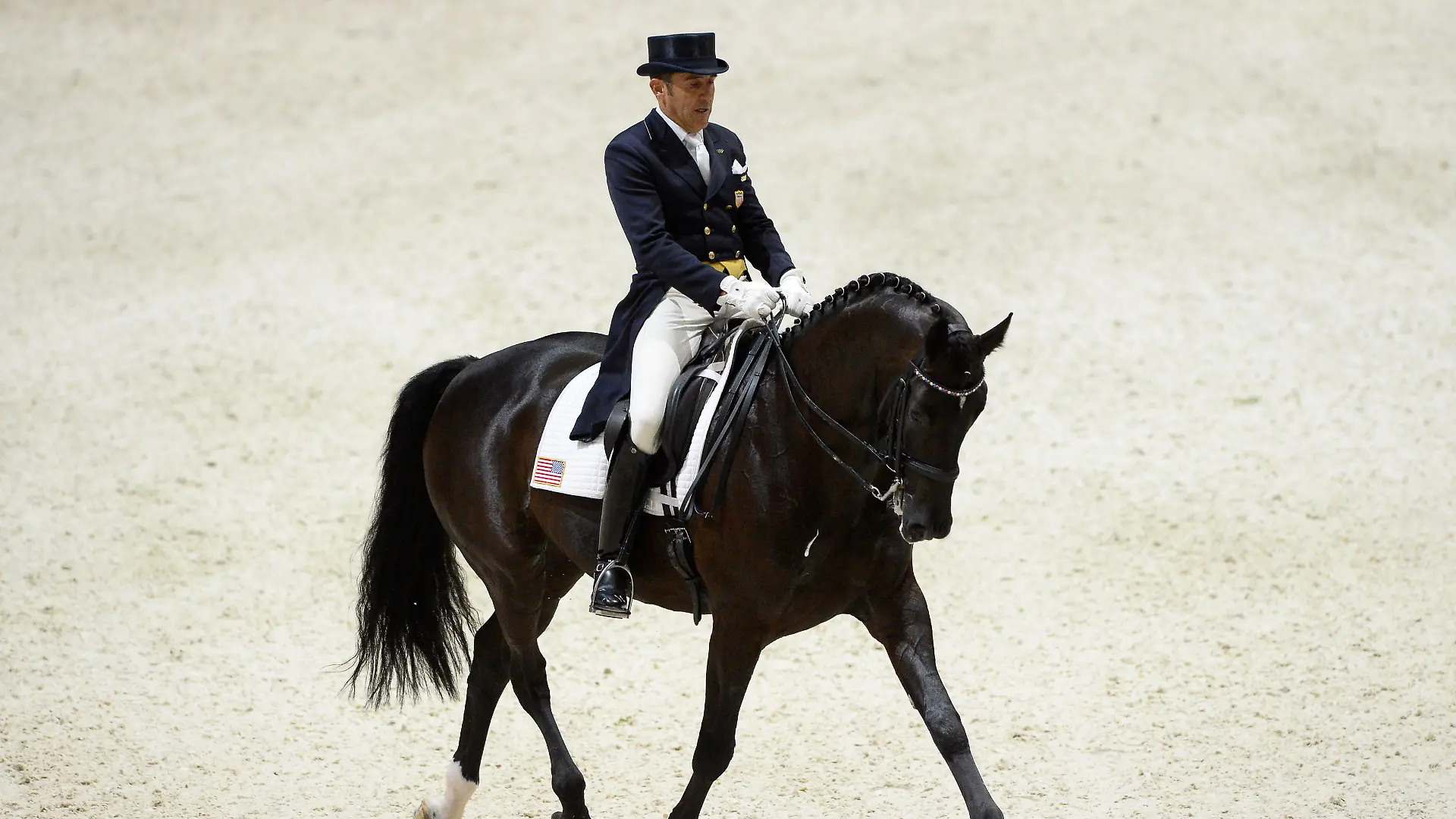 Cesar Parra of USA on Van The Man during the Reem Acra FEI World Cup Final II on April 20, 2014 at Eurexpo Hall in Lyon, France. Photo Christophe Bricot / DPPI