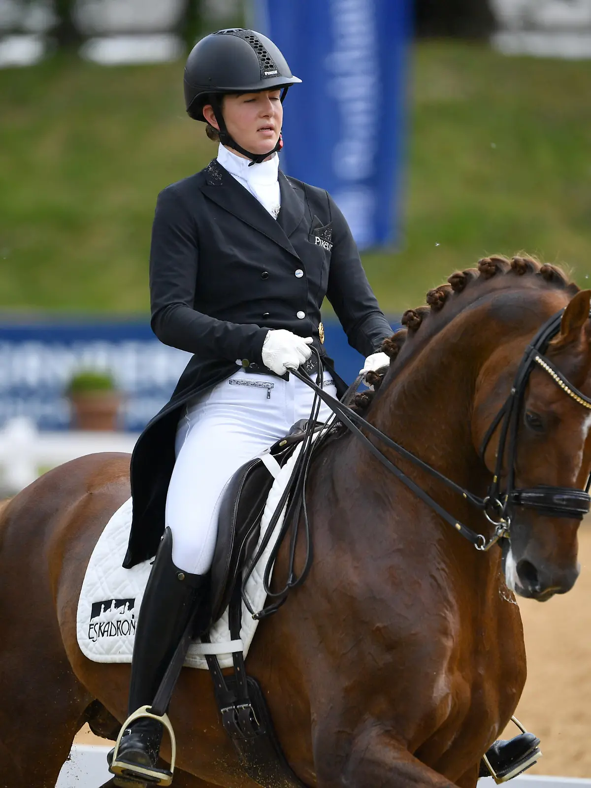 Lisa MUELLER (GER) auf Gut Wettlkam`s D'AVIE FRH, Aktion,Dressur,Dressurreiten. Pferd International 2021 am 14.05.2021 in Muenchen-Riem,Olympia Reitanlage.