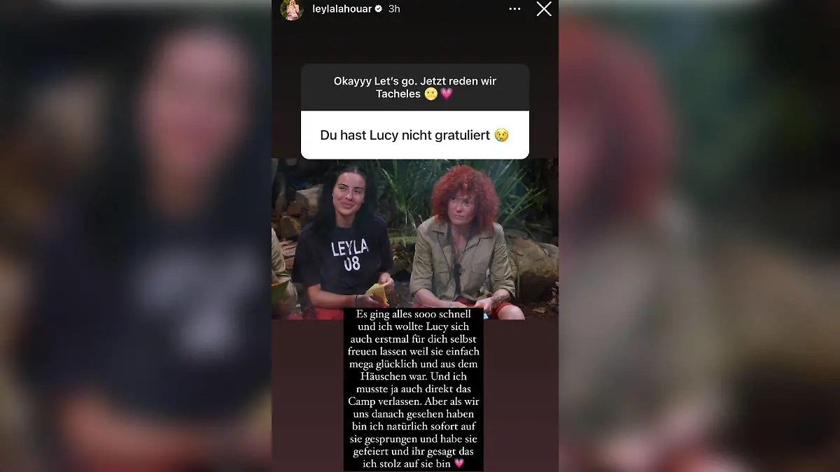 Kurz vor der Verkündung der neuen Dschungelkönigin: Leyla Lahouar und Lucy Diakovska beim großen Finale der 17. Staffel von „Ich bin ein Star – Holt mich hier raus!“