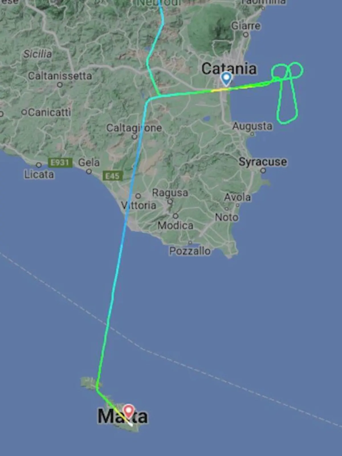 Ein Lufthansa-Pilot fliegt auf dem Weg nach Sizilien eine Penis-Schleife.