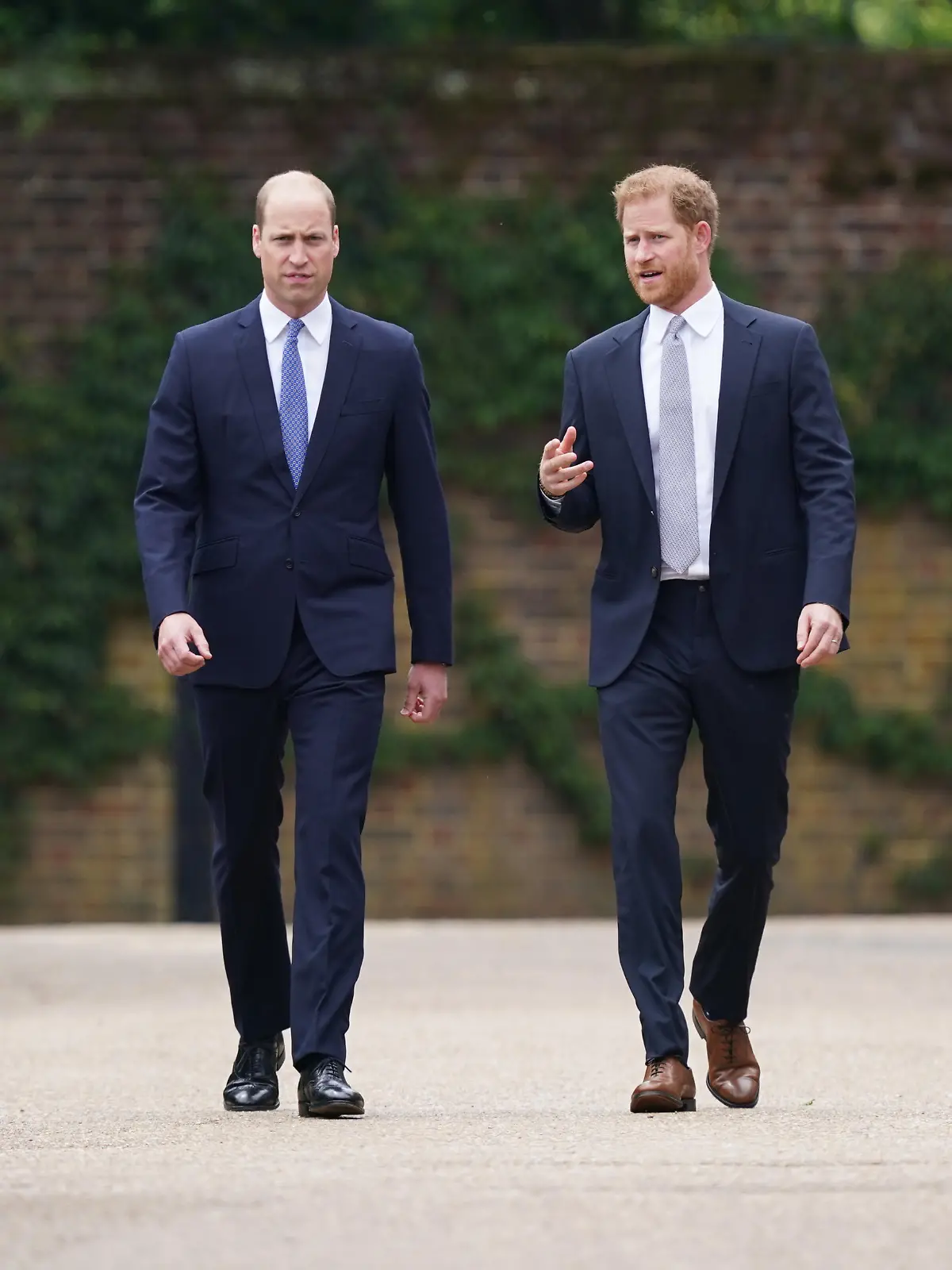 Duke of Sussex autobiography - Spare. File photo dated 01/07/2021 of the then, Duke of Cambridge and the Duke of Sussex, arriving for the unveiling of a statue they commissioned of their mother Diana, Princess of Wales in the Sunken Garden at Kensington Palace, London, on what would have been her 60th birthday. The Duke of Sussex has described how a "red mist" came over the Prince of Wales during his alleged physical assault, as the revelations from his memoir continued. Issue date: Friday January 6, 2023. See PA story ROYAL Sussex. Photo credit should read: Yui Mok/PA Wire URN:70467377