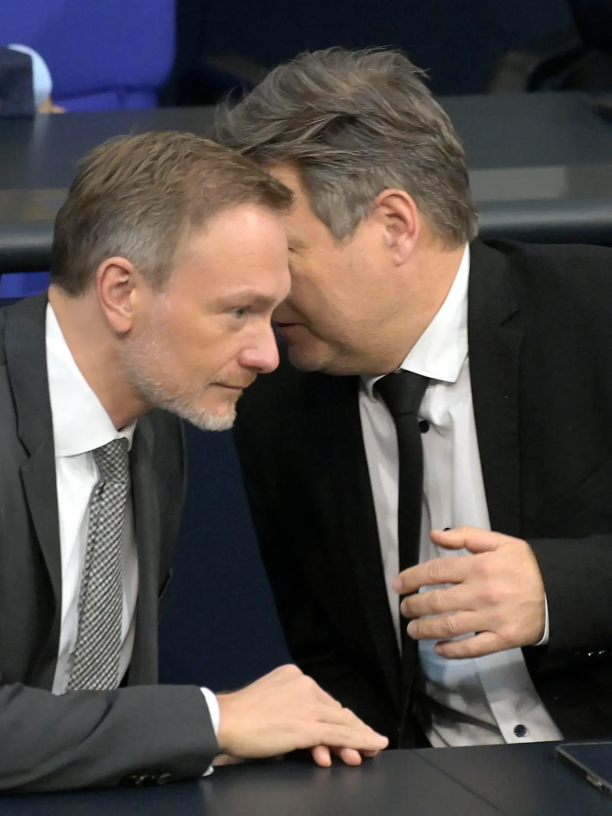 Christian Lindner und Robert Habeck in der 150. Sitzung des Deutschen Bundestages im Reichstagsgebäude. Berlin, 31.01.2024